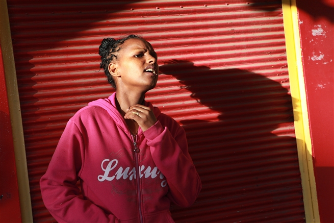 Female refugee in Tel Aviv April 2013